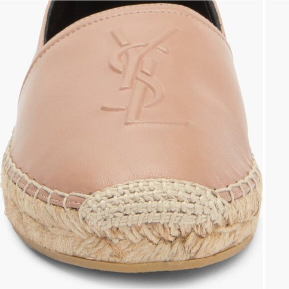 Saint Laurent Cassandre Leather Espadrilles Beige Women Flats Size IT40 US10 - Picture 10 of 11